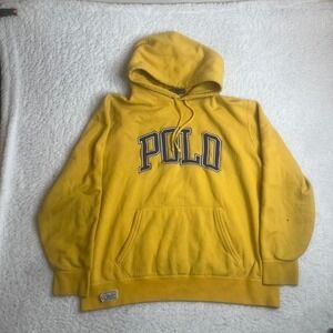 Polo Ralph‎ Lauren men's yellow embroidered hoodie boxy lightly distressed xl